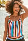 Lightweight Blouson Tankini Top, MULTI STRIPE, hi-res image number null