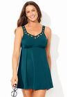 Empire Lattice Trim Swimdress, MEDITERRANEAN, hi-res image number null