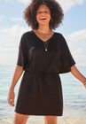 Layla Flutter Sleeve Tunic Cover Up, BLACK, hi-res image number null