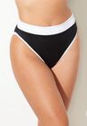 Colorblock High Leg Bikini Bottom, BLACK WHITE, hi-res image number null