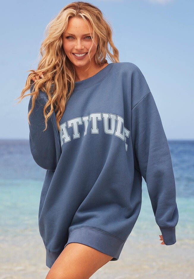 The Gratitude Coed Crewneck Sweatshirt, STORMY CAMILLE BLUE, hi-res image number 0