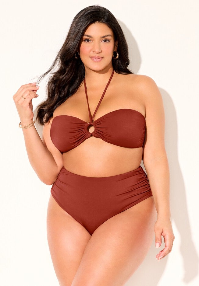 Ruched Ring Bandeau Bikini Set, , hi-res image number null