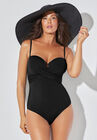 Twist Underwire Bandeau One Piece Swimsuit, BLACK, hi-res image number null
