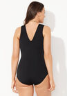 Surplice Sarong Front One Piece Swimsuit, , on-hover image number null