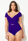 Cap Sleeve Cut Out One Piece Swimsuit, DEEP SEA, hi-res image number null