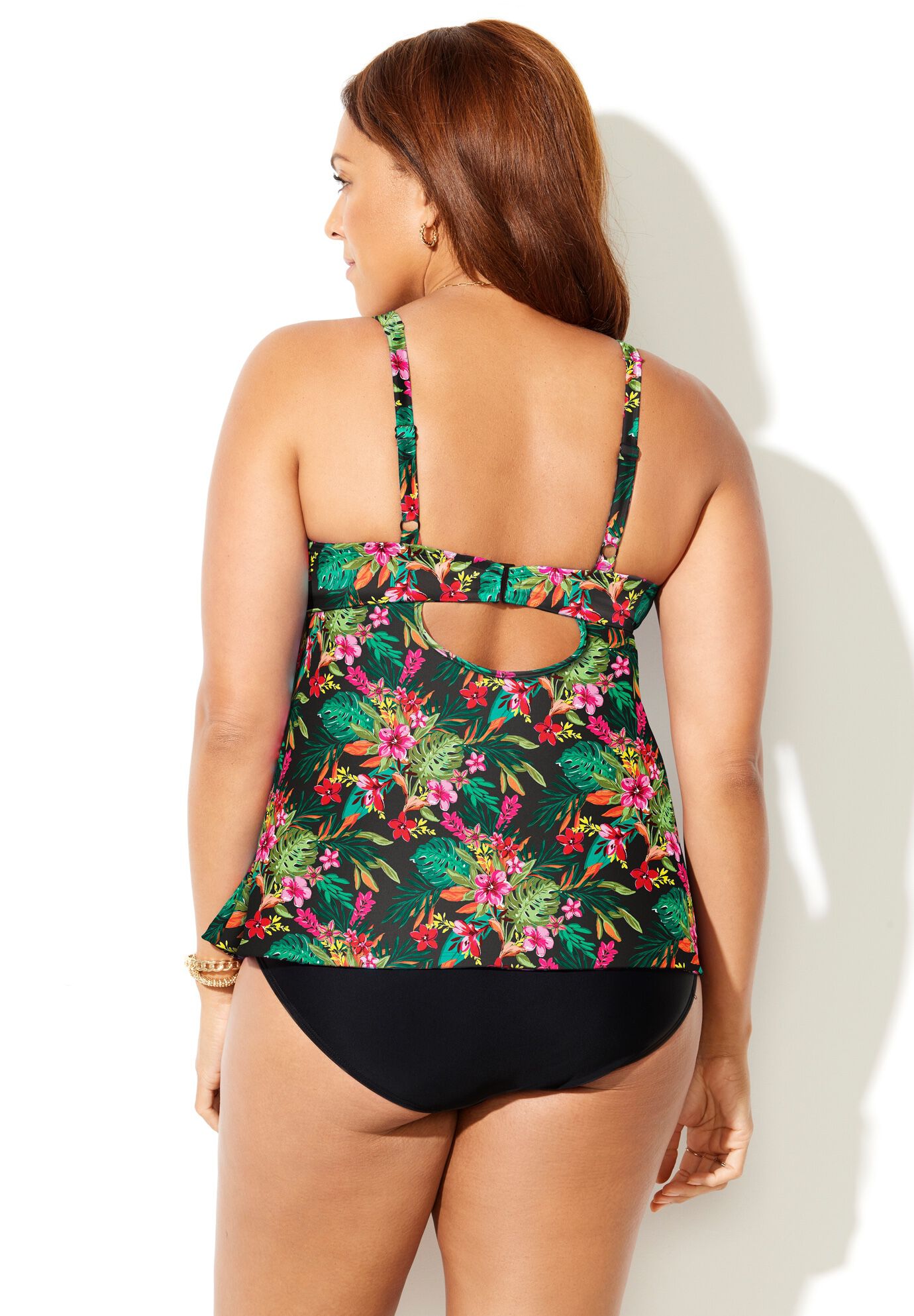 Bra Sized Crochet Underwire Tankini Set With Full Coverage Swim Brief, , alternate image number null