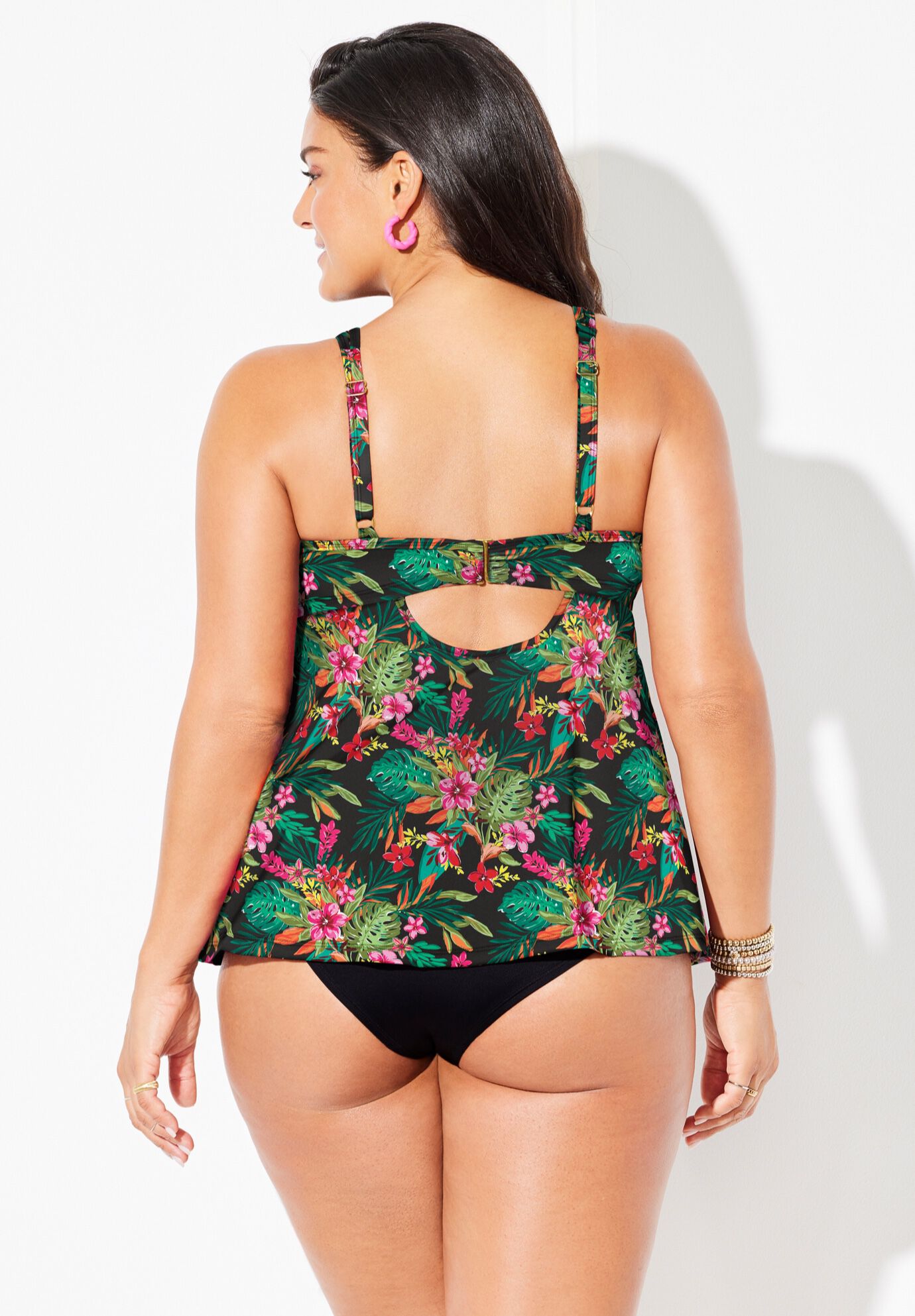 Bra Sized Crochet Underwire Tankini Set With Full Coverage Swim Brief, , on-hover image number null