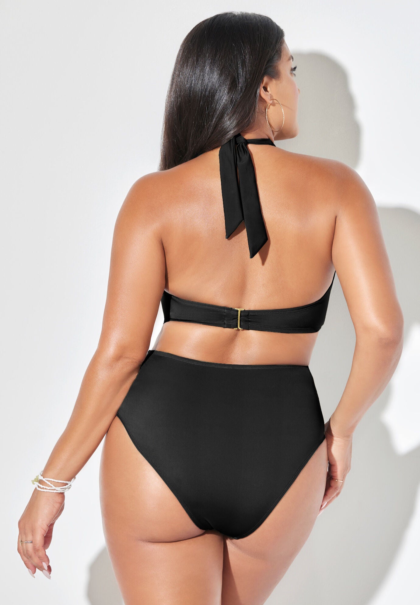 Loop Strap Underwire Halter High Leg Bikini Set, , on-hover image number 1