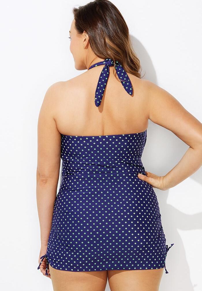 Adjustable Sheath One Piece Swimsuit, NAVY MINT, on-hover image number 1