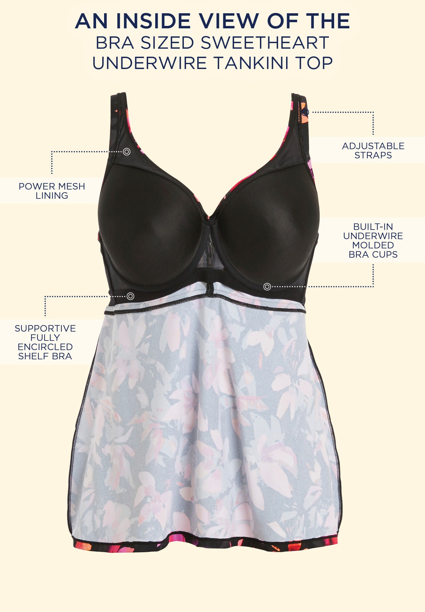Bra Sized Sweetheart Underwire Tankini Top Catherines