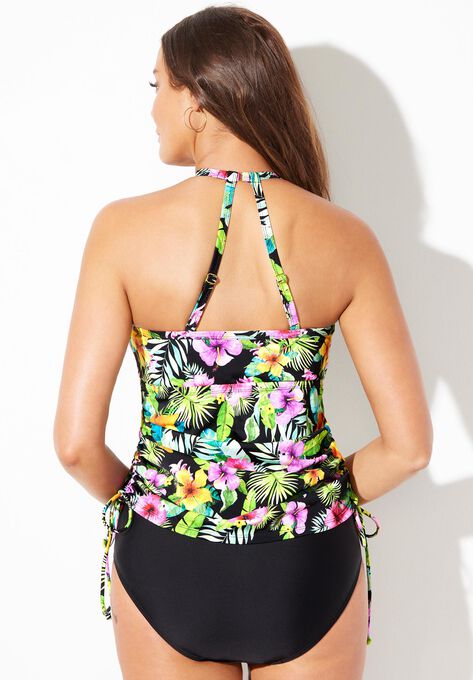 Adjustable High Neck Mesh Tankini Top, , on-hover image number null