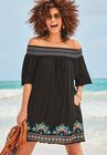 Rhiannon Embroidered Cover Up Dress, BLACK, hi-res image number null
