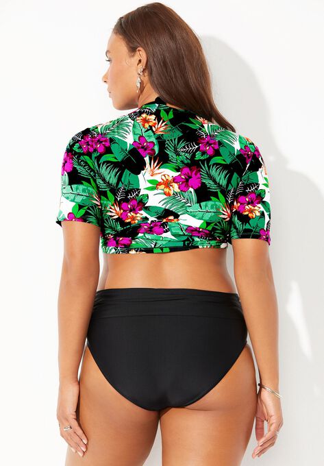 Raeann Tie Front Crop Top Cover Up, , on-hover image number null