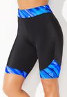 Chlorine Resistant Printed Swim Bike Short, BLUE BRUSHSTROKE, hi-res image number null