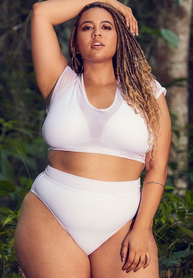 Bikini Top with Sheer Mesh Crop Top, , alternate image number null