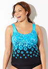 Chlorine Resistant Classic Tankini Top, BLUE EXPLODED, hi-res image number 0