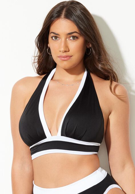 Bliss Colorblock Pleated Halter Bikini Top, , alternate image number null