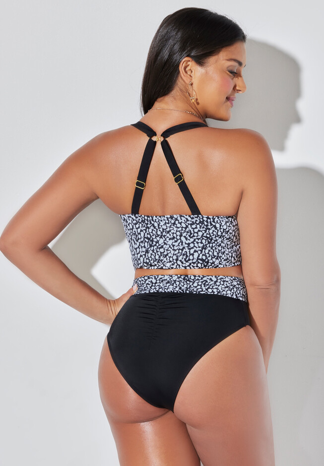 Bra Sized Tie Front Longline Underwire Bikini High Waist Bikini Set