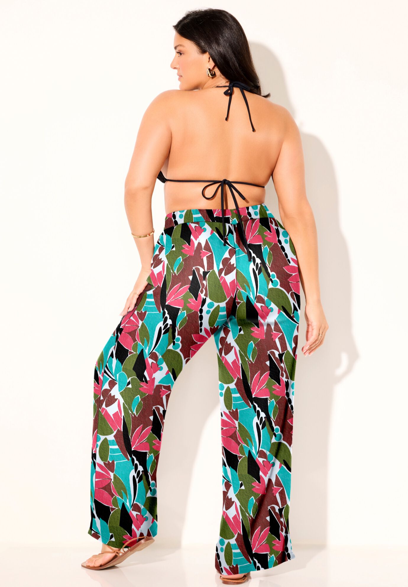 Elastic Waist Lounge Cover Up Pant, ABSTRACT ISLAND, alternate image number 3