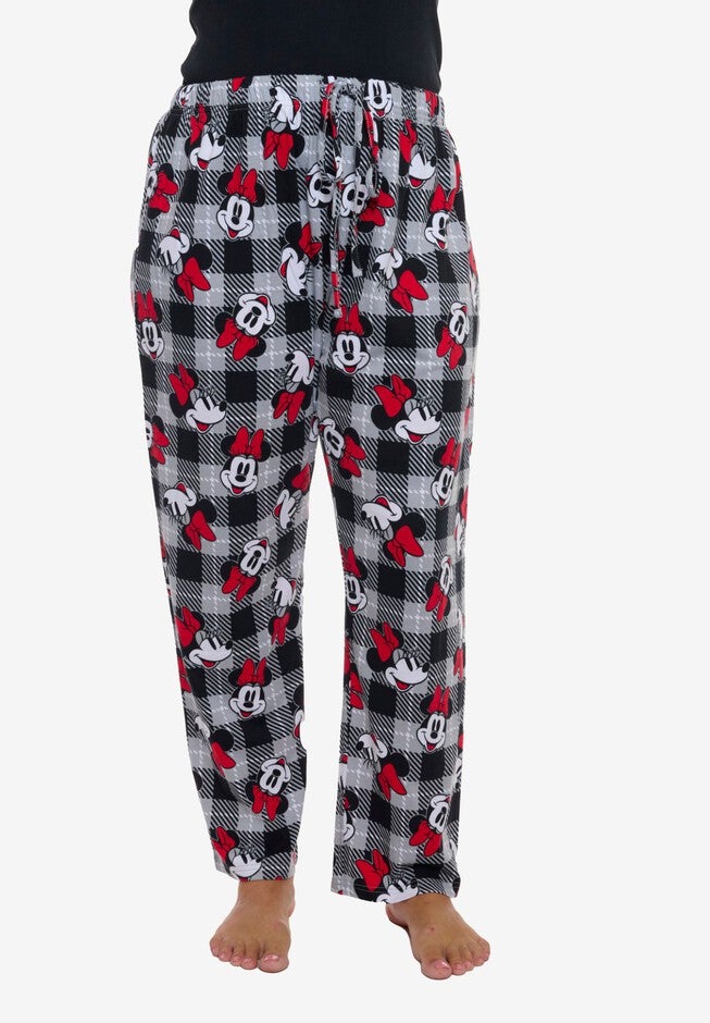 Women's Disney Minnie Mouse Pajama Pants Plaid Red Black, RED, alternate image number 4