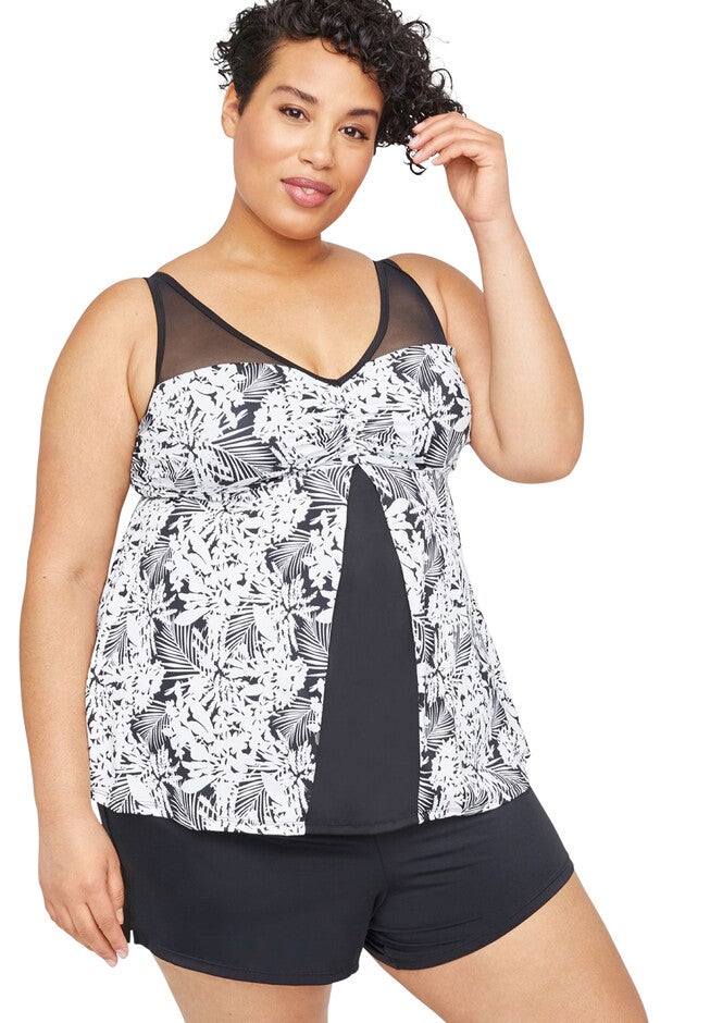 Floral Shadow Tankini Top, TROPICAL PALMS, hi-res image number null