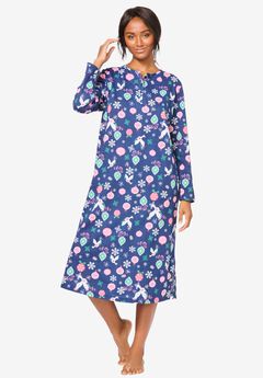 Long-Sleeve Henley Print Sleepshirt