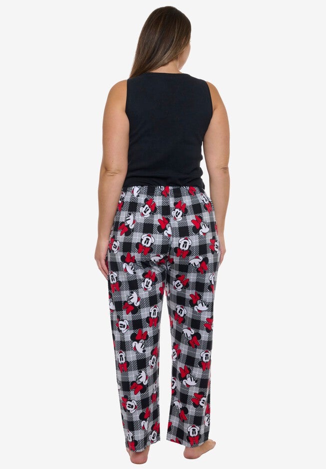 Women's Disney Minnie Mouse Pajama Pants Plaid Red Black, RED, on-hover image number 1