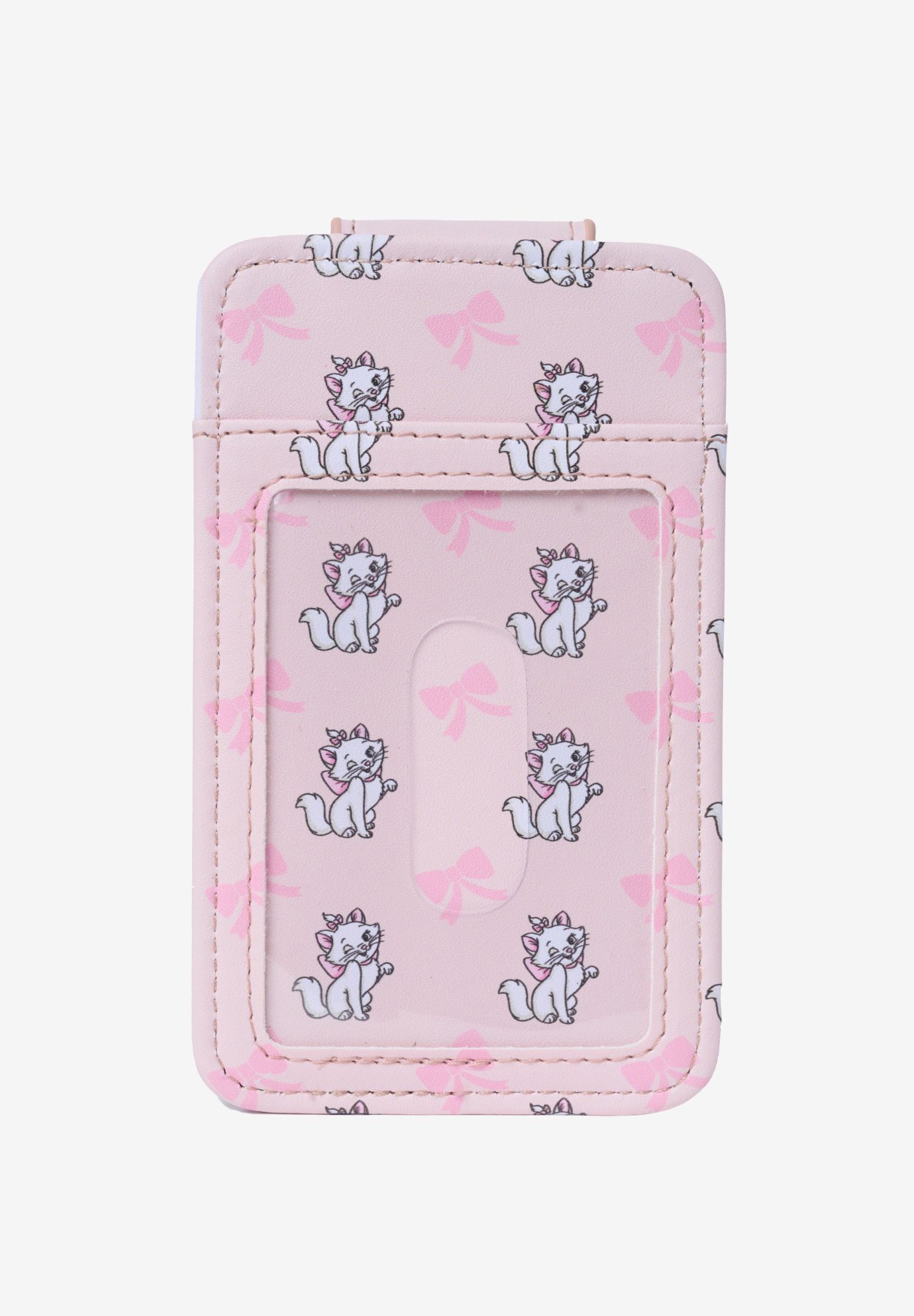 Disney Aristocats Marie Cat Card Holder Wallet Snap Pink Bow Faux Leather Cute, PINK, on-hover image number 1