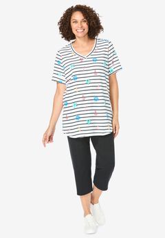 Two-Piece V-Neck Tunic & Capri Set