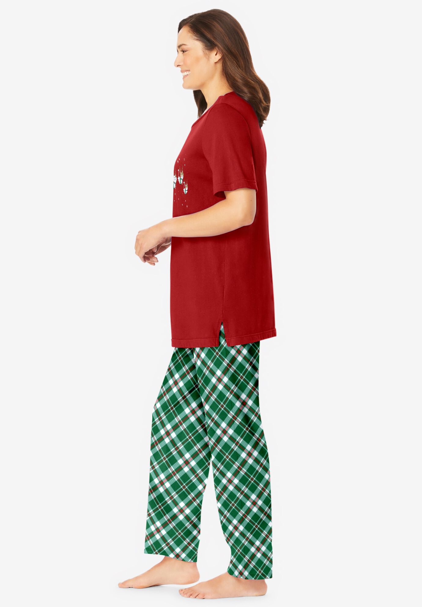 Graphic Tee PJ Set, CLASSIC RED REINDEER CAT, alternate image number 2