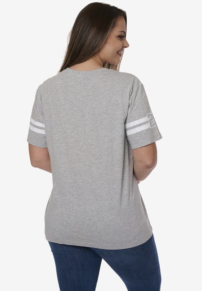 Disney Mickey Mouse Striped Sleeve Varsity T-Shirt, , on-hover image number 1