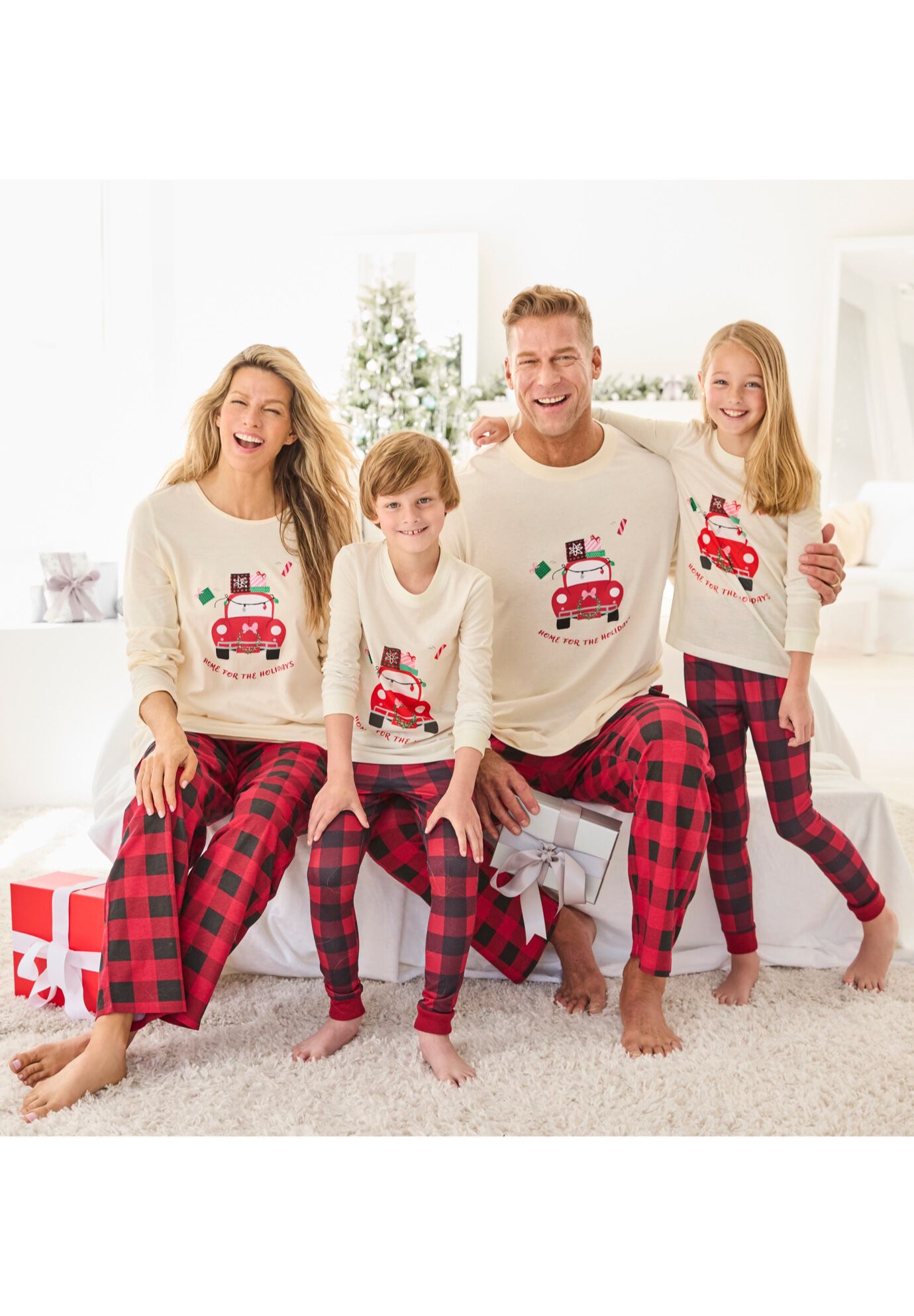 Red Buffalo Plaid Car Family PJ Set, , hi-res image number 0