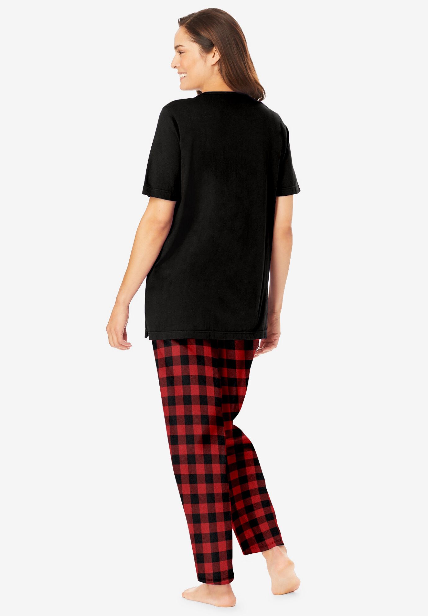 Graphic Tee PJ Set, RED BUFFALO PLAID, on-hover image number 1