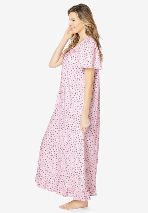 Long Floral Print Cotton Gown, , alternate image number null