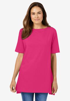 Perfect Short-Sleeve Boatneck Tunic