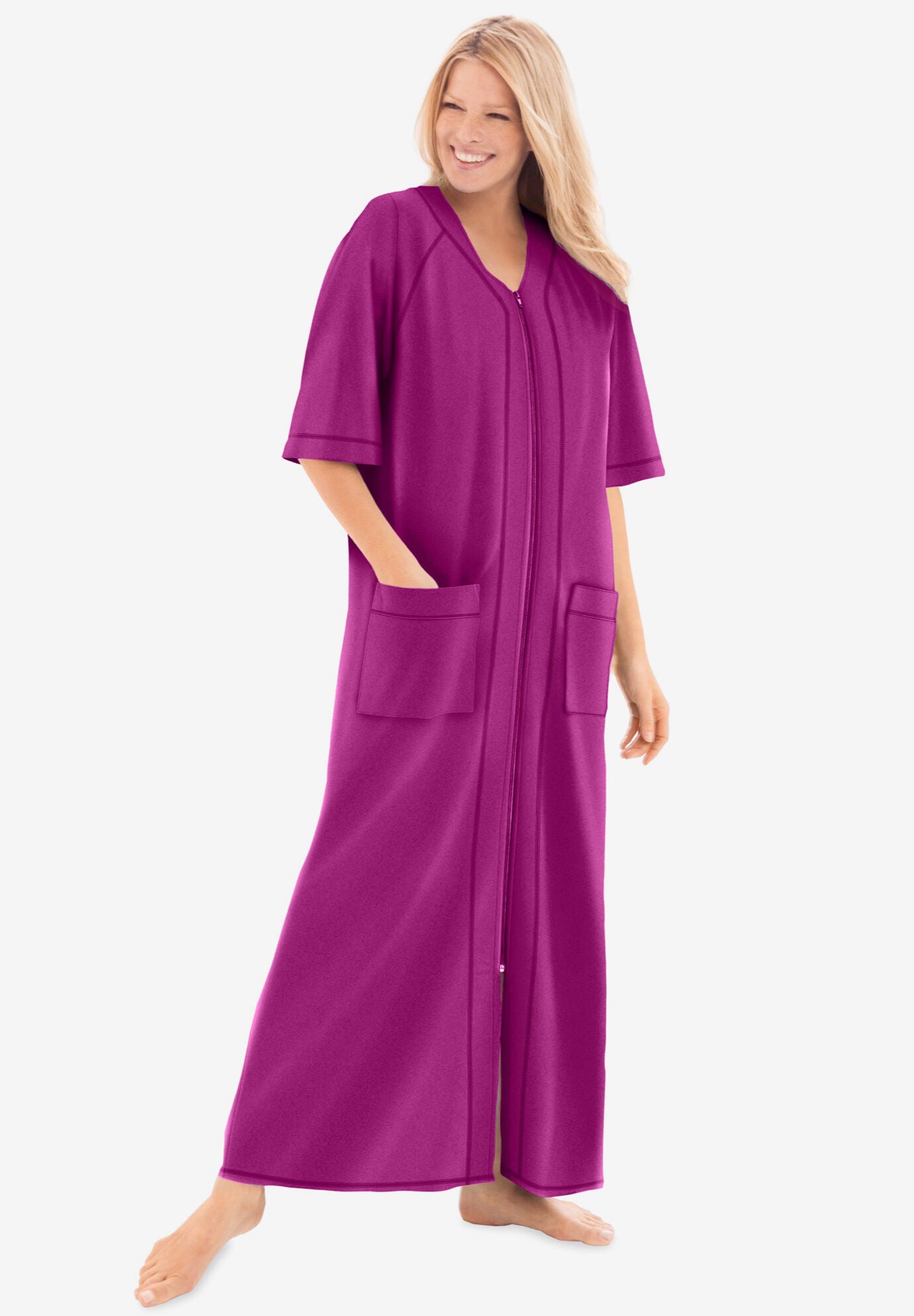 Long French Terry ZipFront Robe Catherines