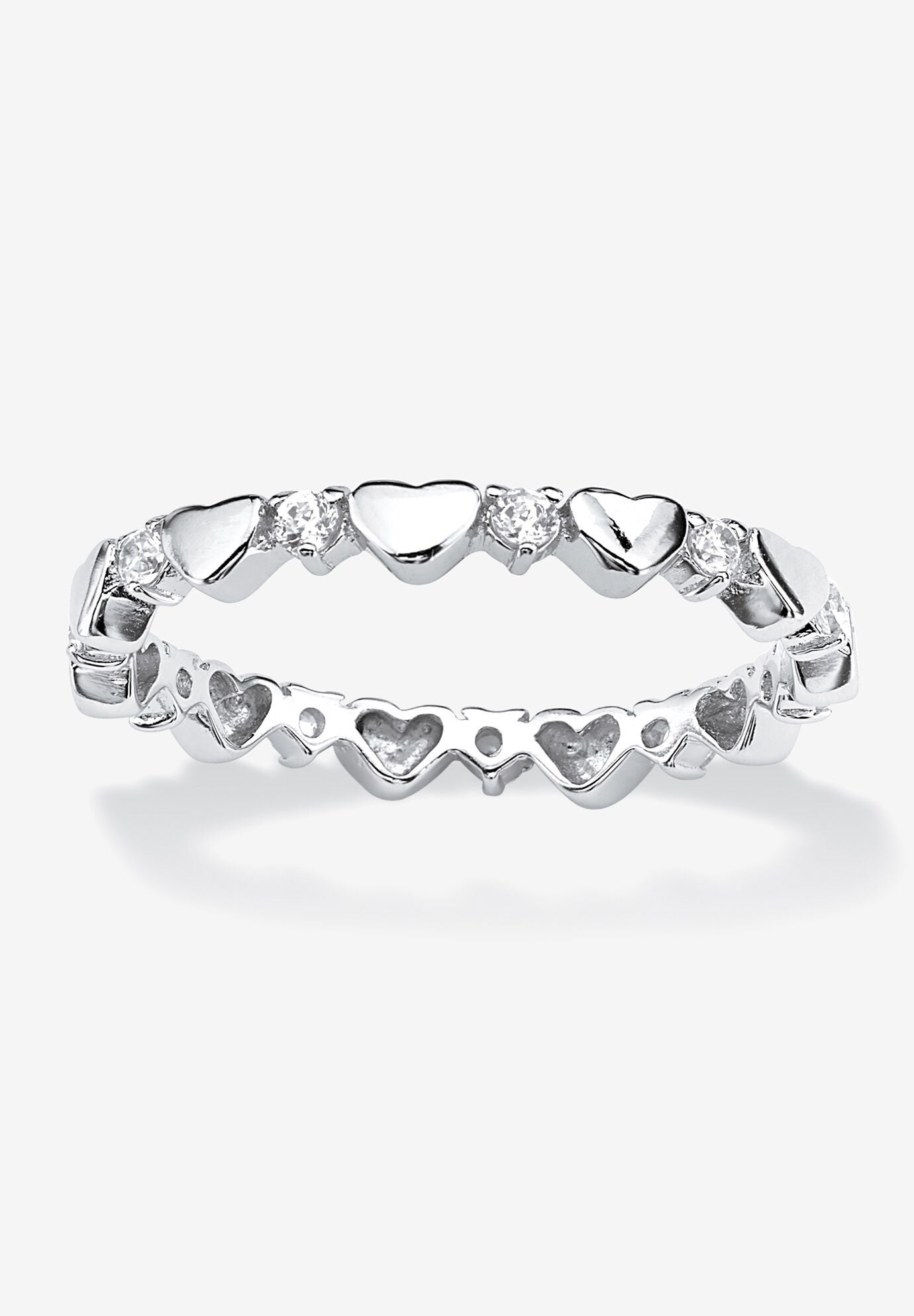 Simulated Birthstone Heart Eternity Ring, APRIL, hi-res image number 0