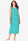 Long Sleeveless Sleepshirt, CARIBBEAN BLUE PINEAPPLE, hi-res image number null