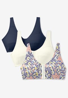 Comfort Choice® 3-Pack Front-Close Cotton Wireless Bra