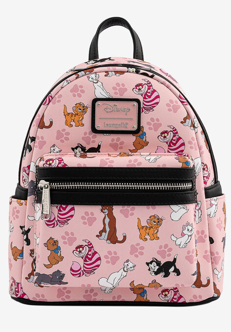 Loungefly x Disney Cats Mini Backpack Handbag All-Over Print Cheshire Marie, MULTI, hi-res image number null