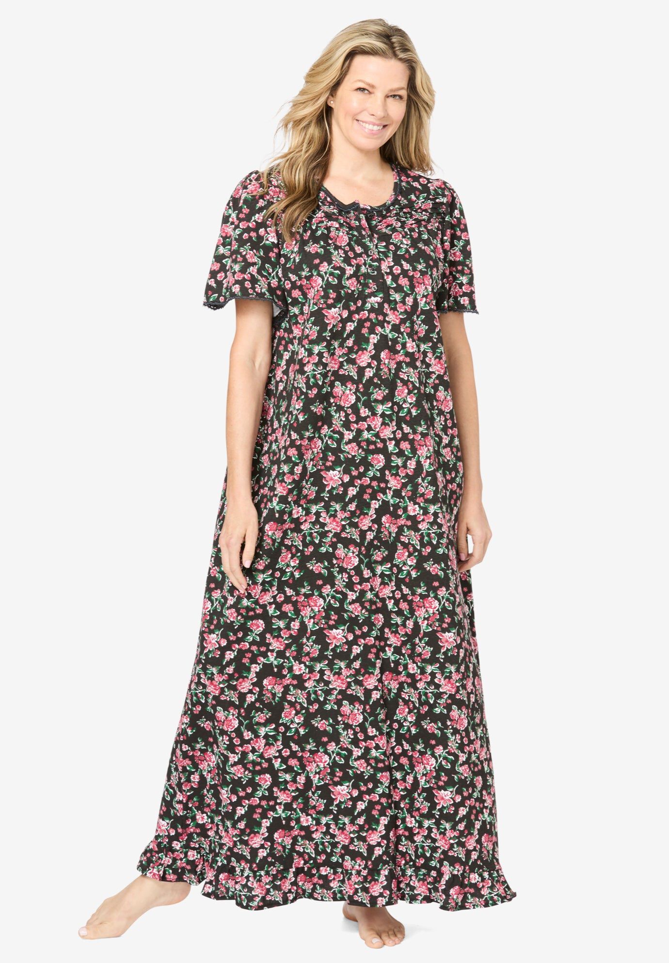 Graceful Moves Pink Rayon Fully Flared Gown with Stunning Digital Print Patterns