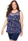 Shooting Star Flounce Tankini Top, 4TH OF JULY NAVY, hi-res image number 0