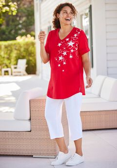 Two-Piece V-Neck Tunic & Capri Set