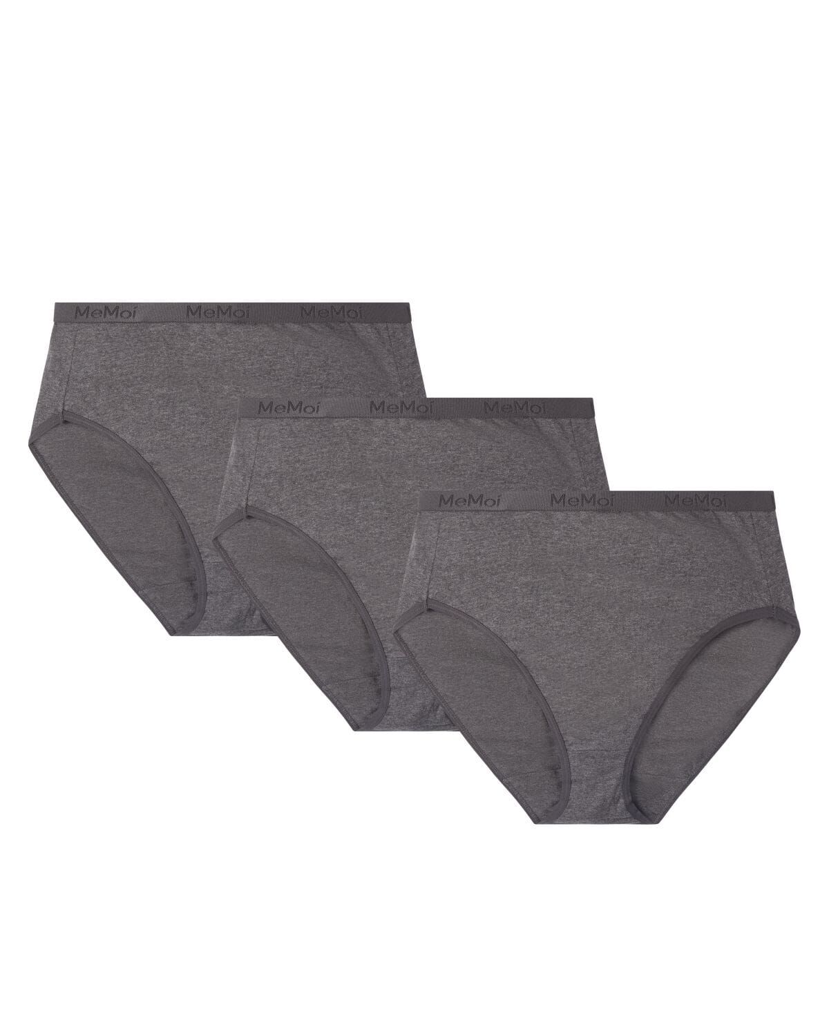 Ladies Combed Cotton Basic Brief Underwear 3-Pack, CHARCOAL HEATHER, alternate image number 3