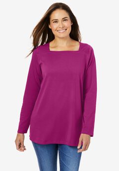 Perfect Long-Sleeve Square-Neck Tee