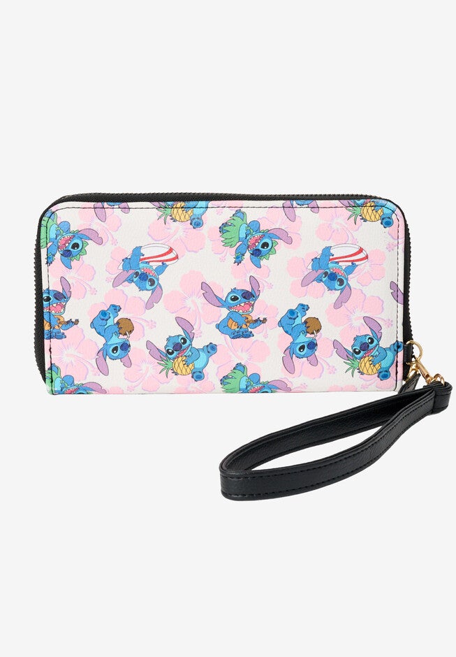 Disney Stitch Wallet All-Over Character Print Zip Around Wristlet, , on-hover image number 1