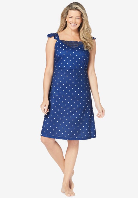 Short Supportive Gown, EVENING BLUE DOT, hi-res image number null