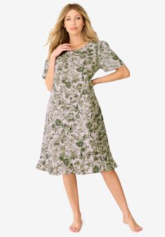 Short Floral Print Cotton Gown