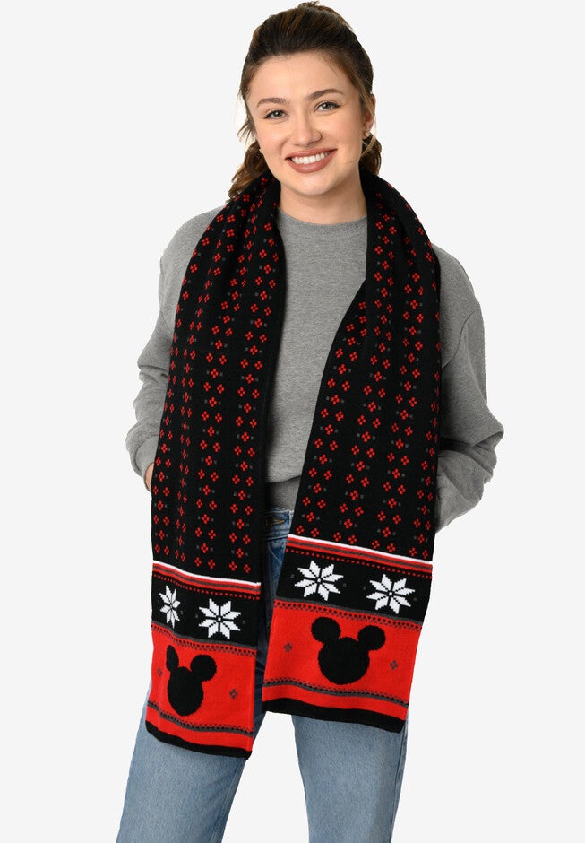 Disney Mickey Mouse 70 inches Knit Scarf Unisex Black & Red Set, BLACK, hi-res image number 0