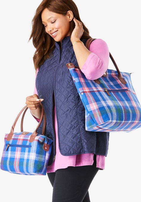 2-Piece Plaid Flannel Tote Set, MULTI PLAID, hi-res image number null